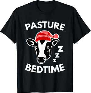 Pasture Bedtime Shirt Funny Cute Cow Pajamas Gift T-Shirt - T-Shirt | Black