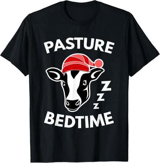 Pasture Bedtime Shirt Funny Cute Cow Pajamas Gift T-Shirt - T-Shirt | Black
