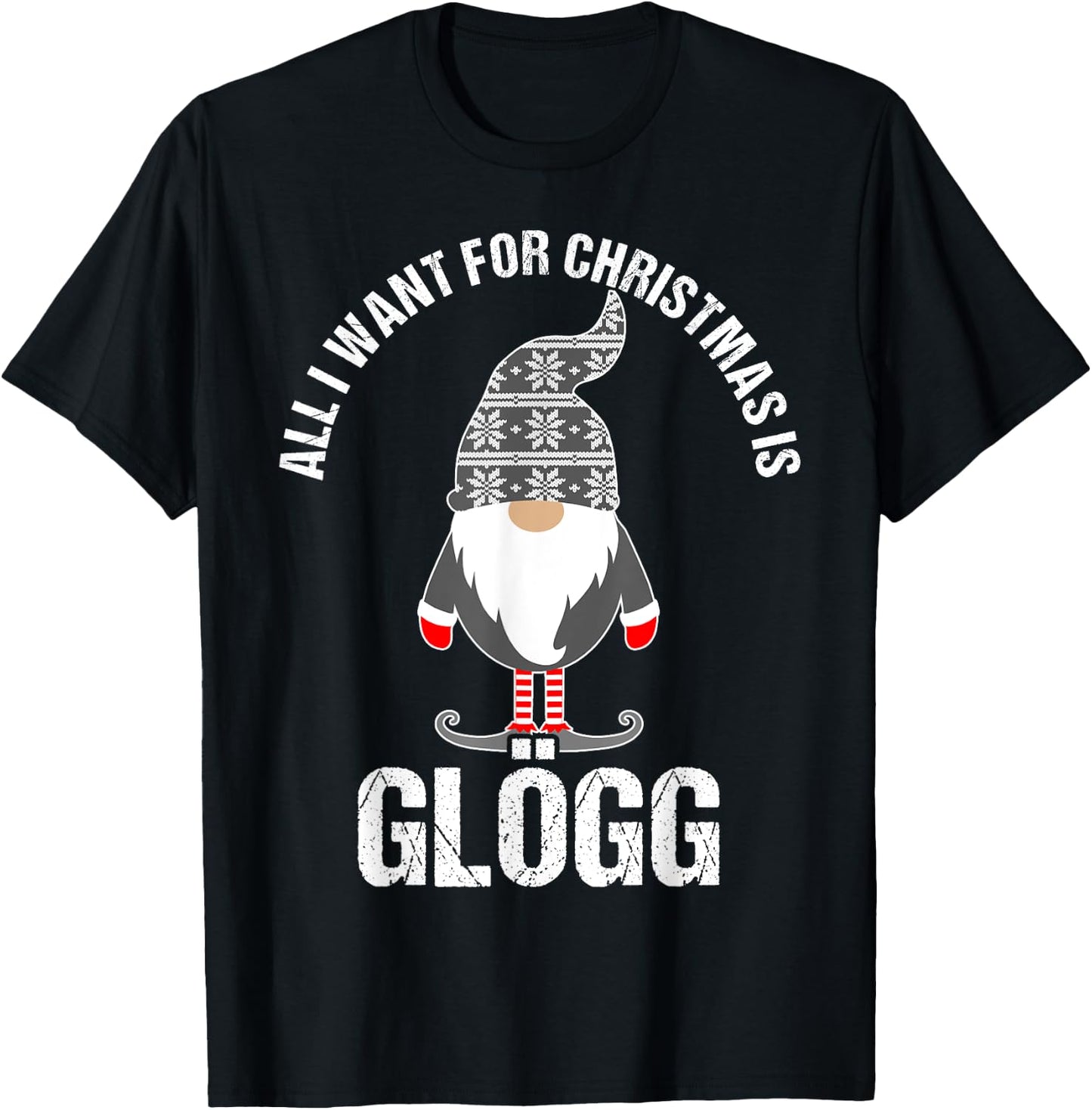 Scandinavian Glogg Tomte Christmas Drinking T-Shirt - T-Shirt | Black
