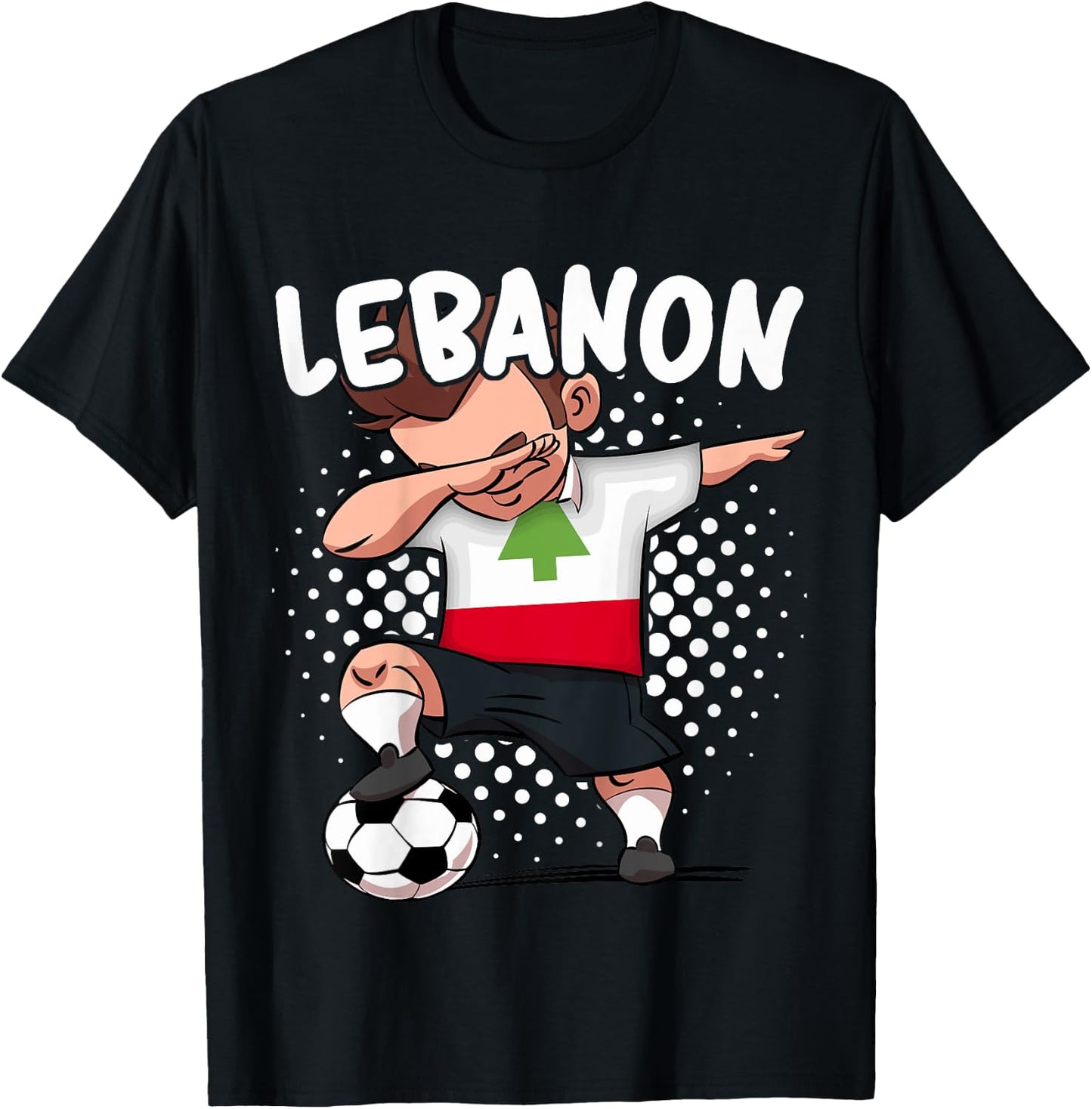 Kids Funny Soccer Dab Shirt for Boys Lebanon Soccer Lebanese Gift T-Shirt - T-Shirt | Black