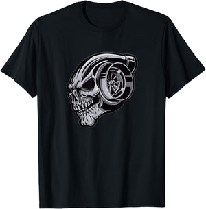 Chrome Turbocharger Skull Shirt T-Shirt - T-Shirt | Black