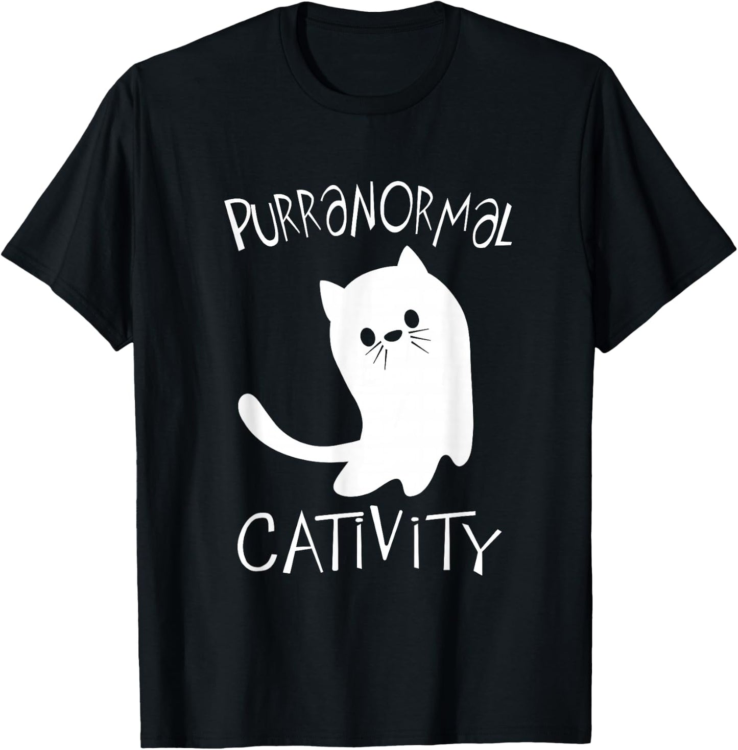 Cat Paranormal Activities Pun Design T-Shirt - T-Shirt | Black