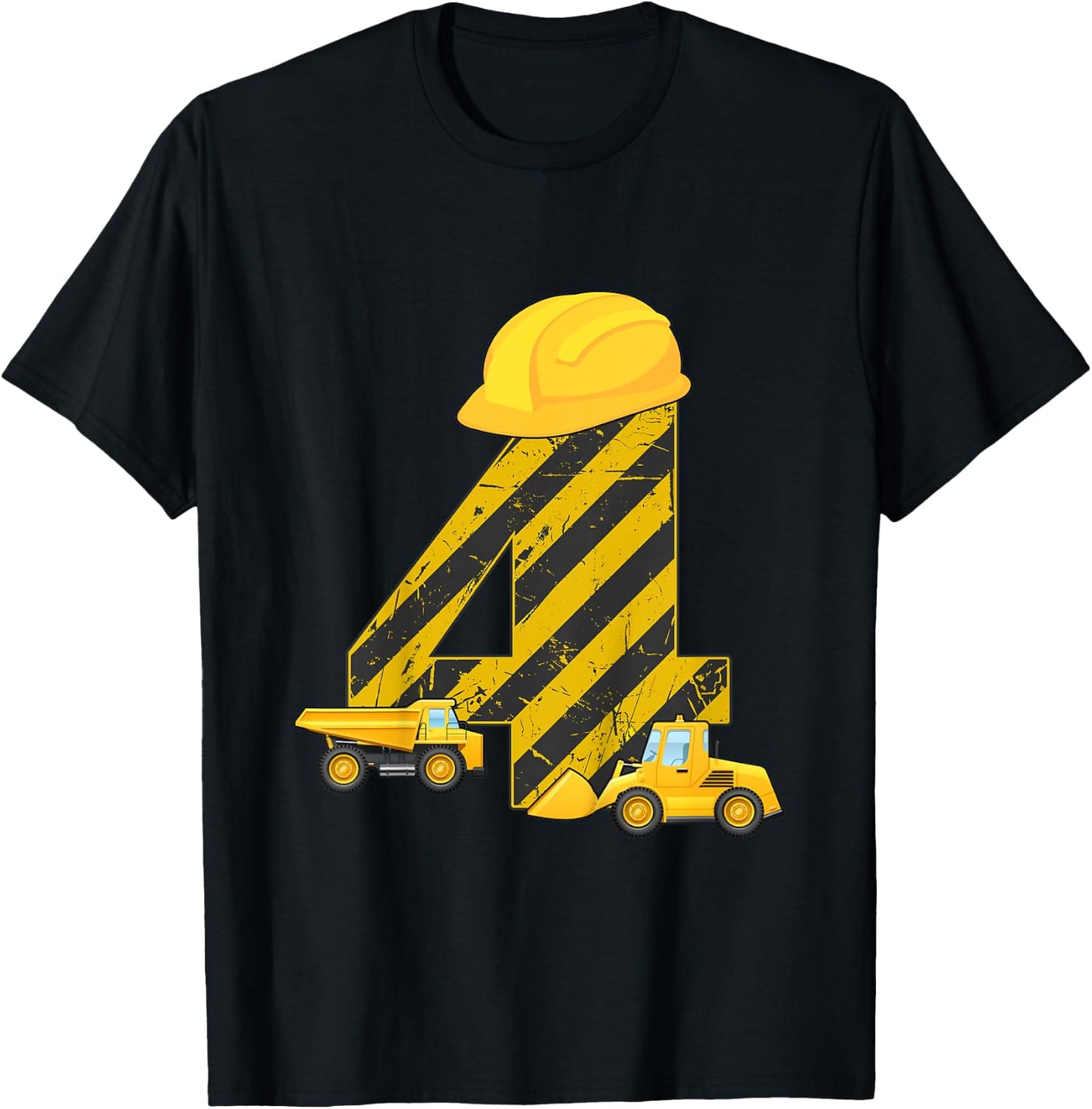 4th Birthday Digger I 4 Years Builder Excavator Gift T-Shirt - T-Shirt | Black
