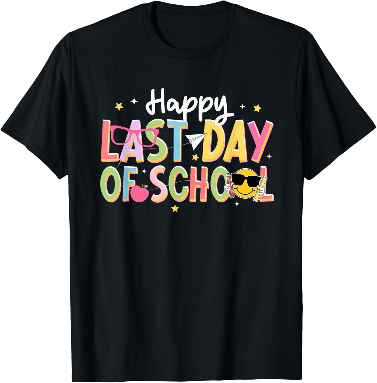 Last-Day of School Smile Face Teacher Student End of Year T-Shirt - T-Shirt | Black