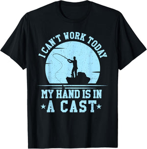I Cant Work Today My Arm is in a Cast Funny Fishing T shirt T-Shirt - T-Shirt | Black