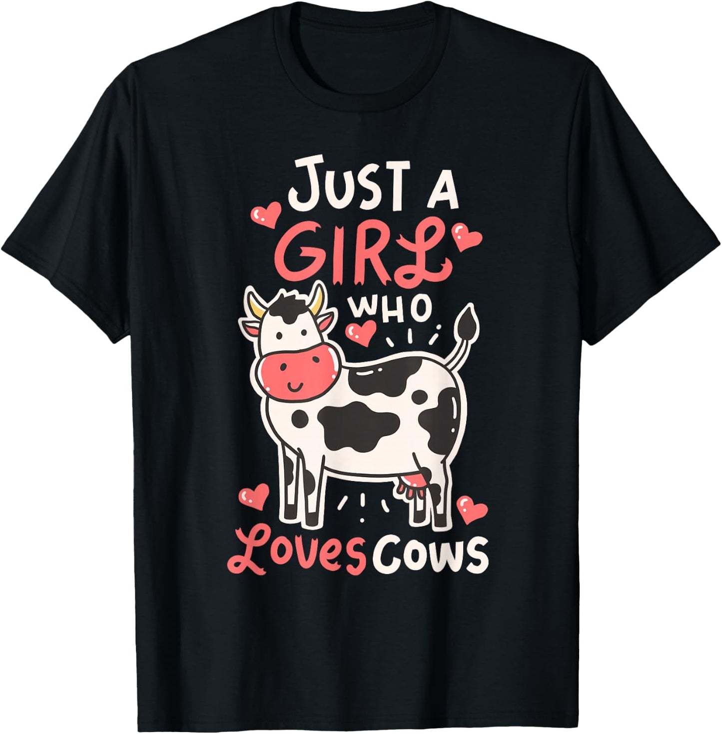 Cow Just A Girl Who Loves Cows Farmer Butcher Milk T-Shirt - T-Shirt | Black