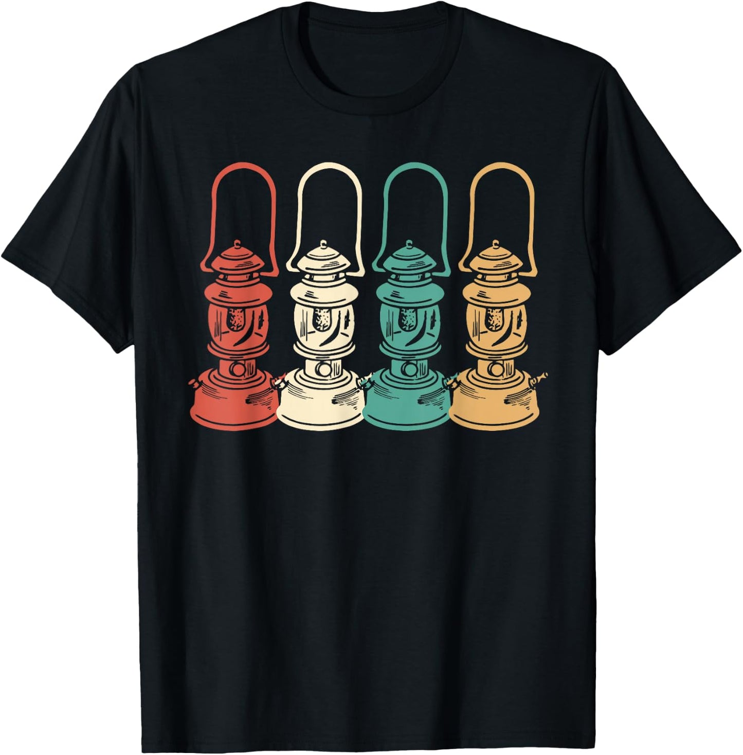 Vintage Camping Light Retro Camp Lantern T-Shirt - T-Shirt | Black