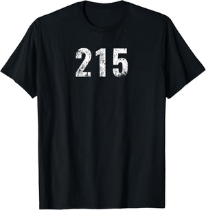 215 - Philadelphia Area Code Distressed T shirt T-Shirt - T-Shirt | Black