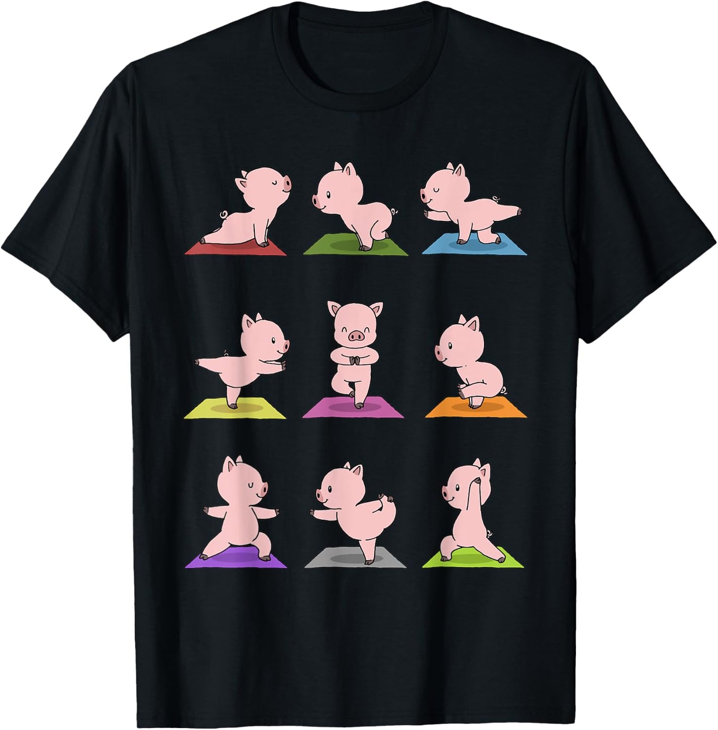 Pig Yoga Funny Piglets In Yoga Poses Sports T-Shirt - T-Shirt | Black