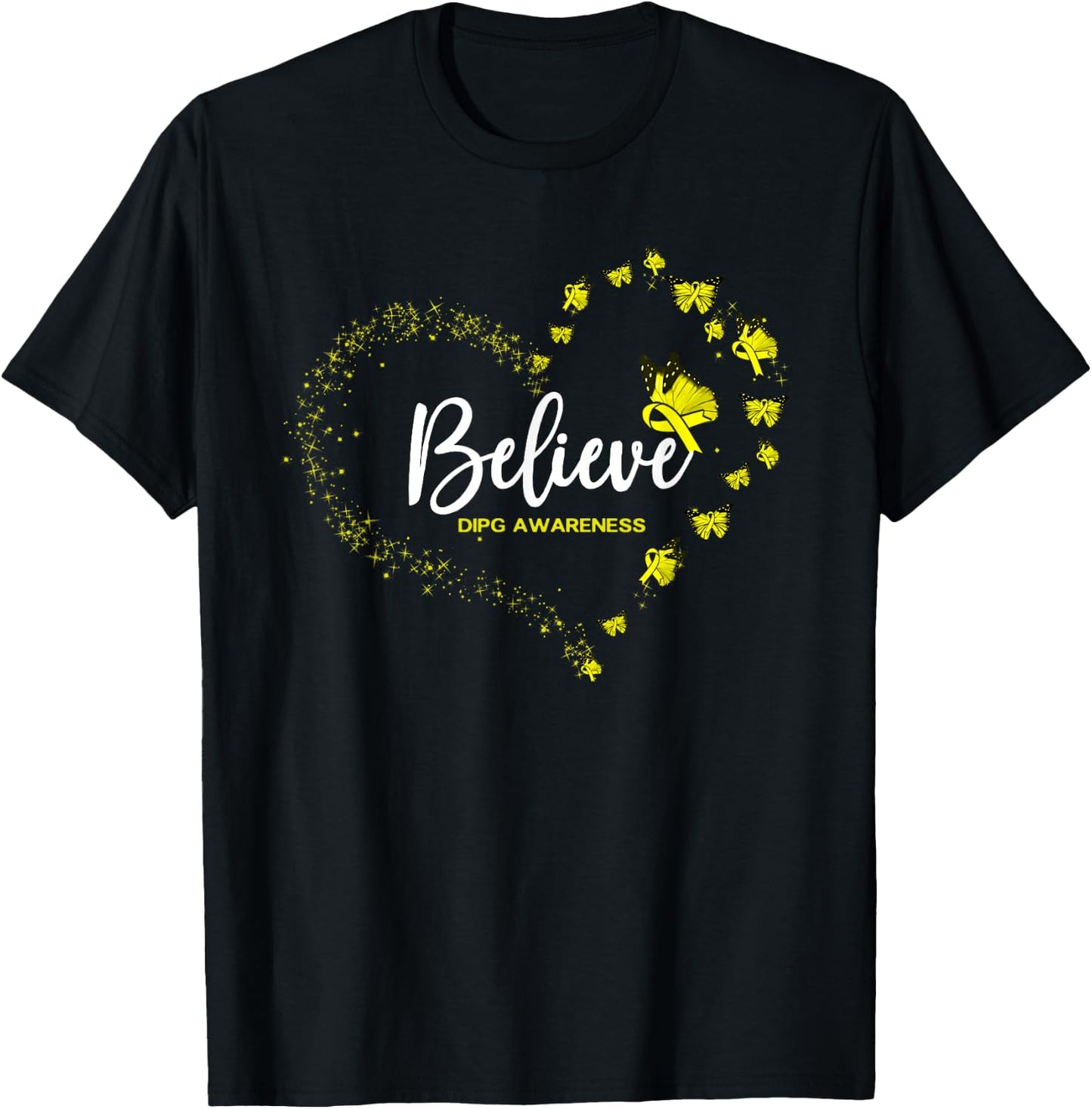 DIPG Awareness Butterfly Believe T-Shirt - T-Shirt | Black