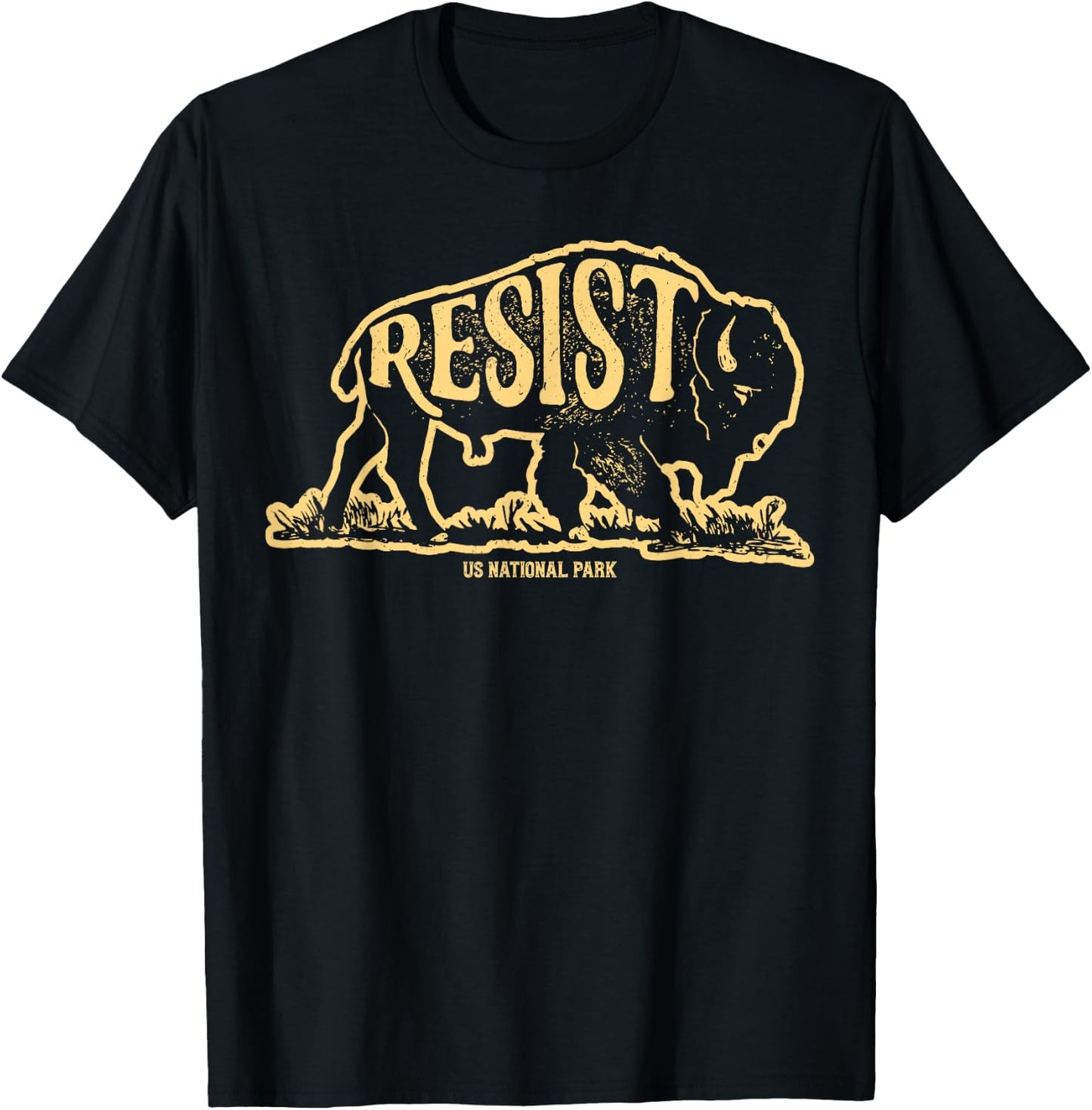 ALT US National Park Resist Service Bison Buffalo Vintage T-Shirt - T-Shirt | Black