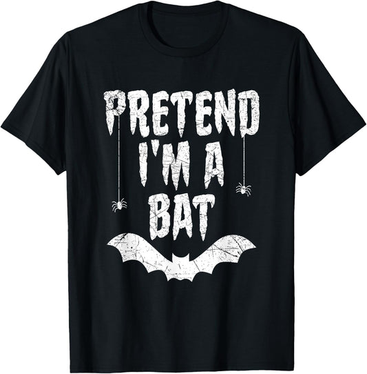 Funny Pretend I'm A Bat Easy Costume Lazy Halloween T-Shirt - T-Shirt | Black