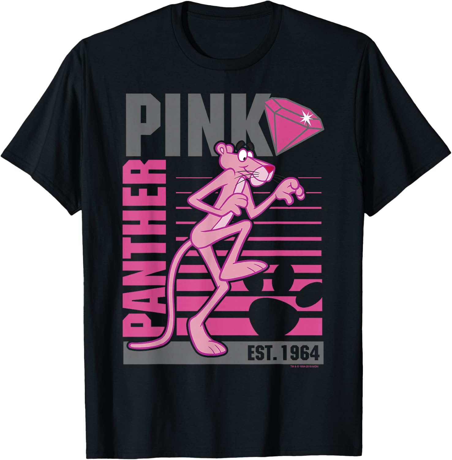 Pink Panther Lined Portrait T-Shirt - T-Shirt | Black