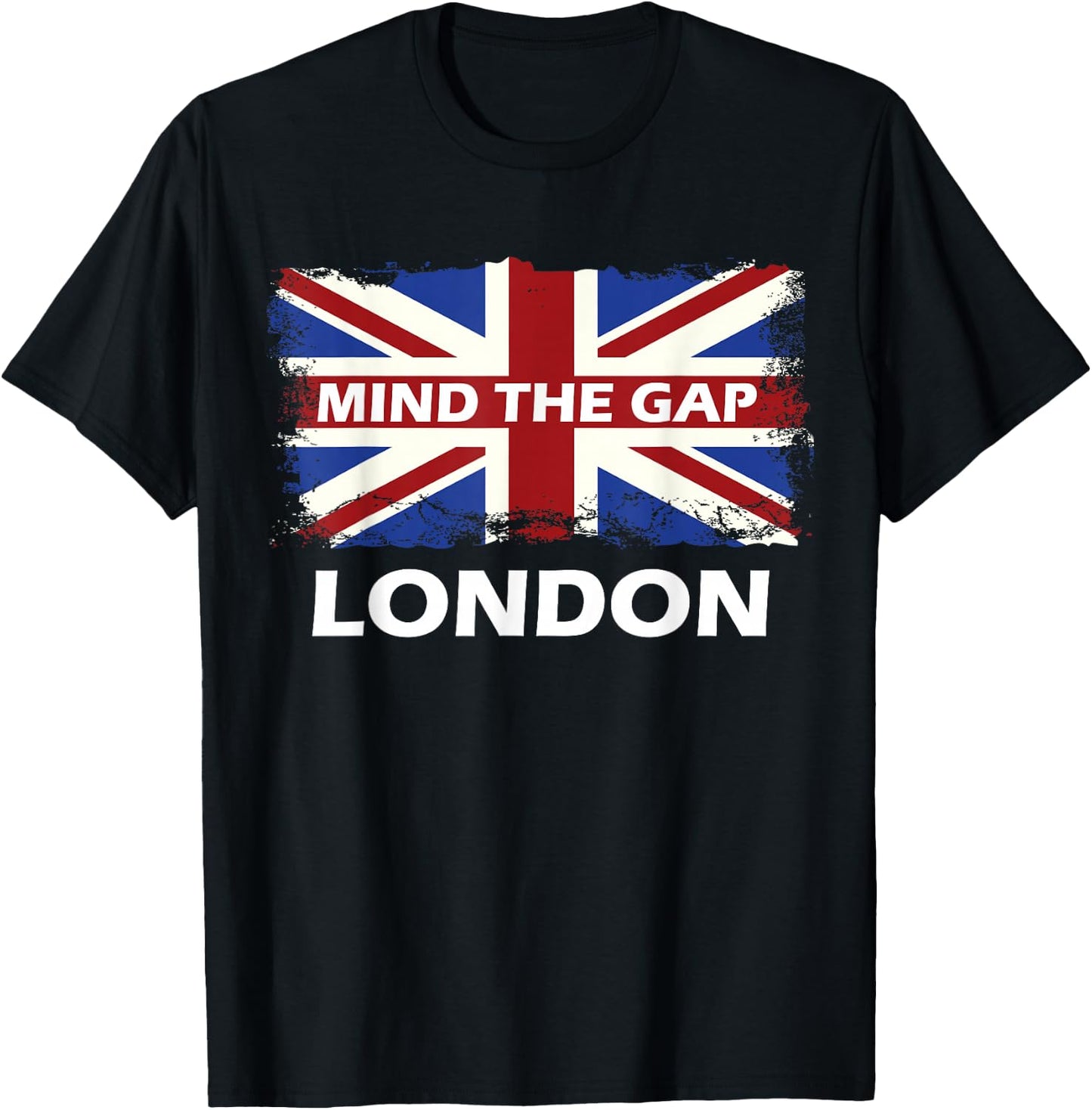 Mind The Gap Union Jack London Flag British Britain T-Shirt - T-Shirt | Black