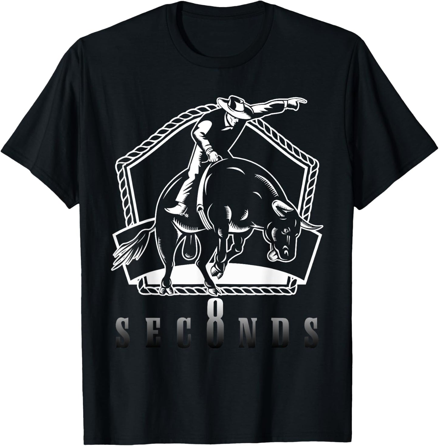 Cowboy Bull Riding Ask Me In Eight Seconds Western Rider T-Shirt - T-Shirt | Black