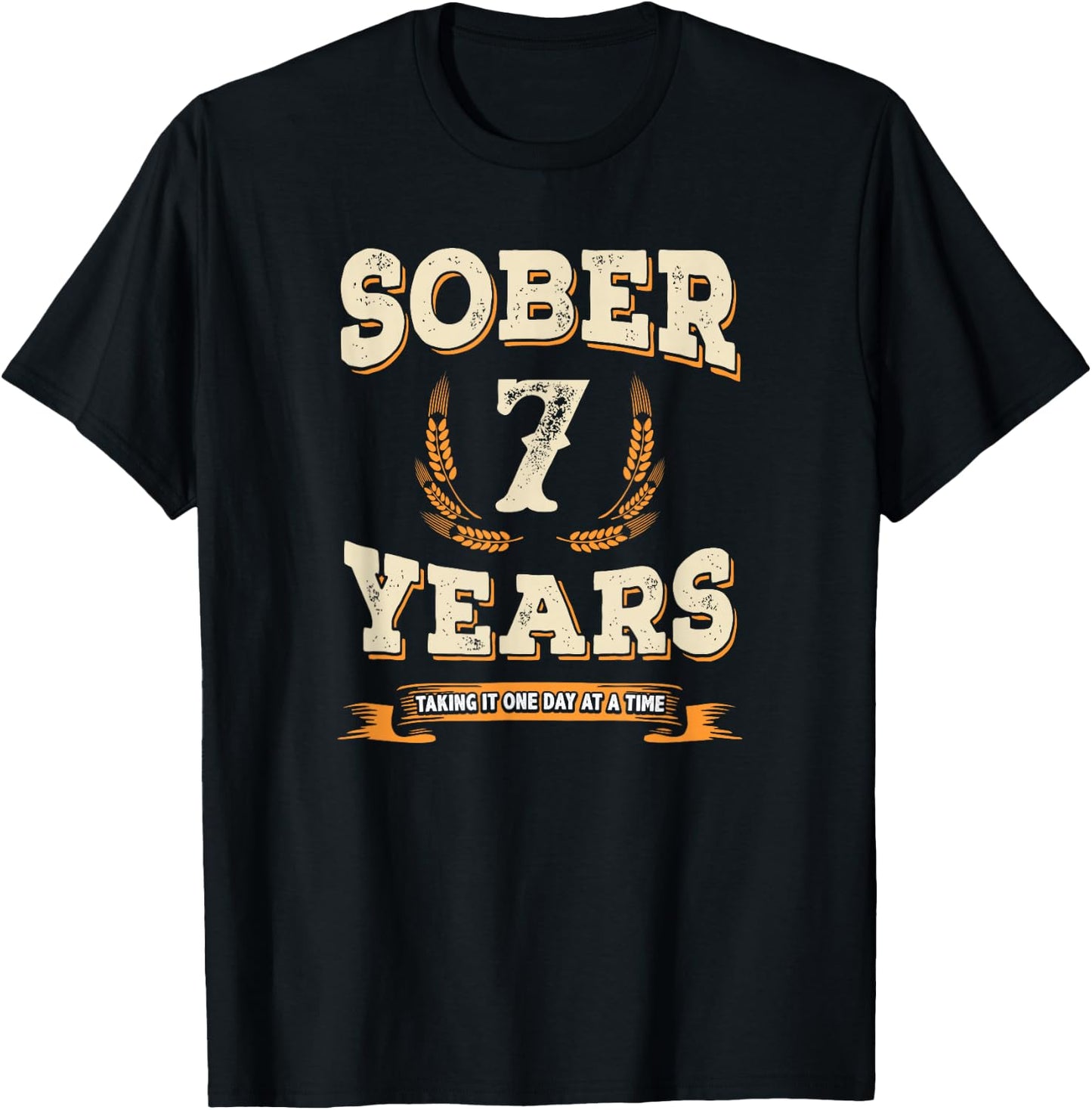 Clean and Sober Anniversary Gifts 7 Years Sobriety Shirt T-Shirt - T-Shirt | Black