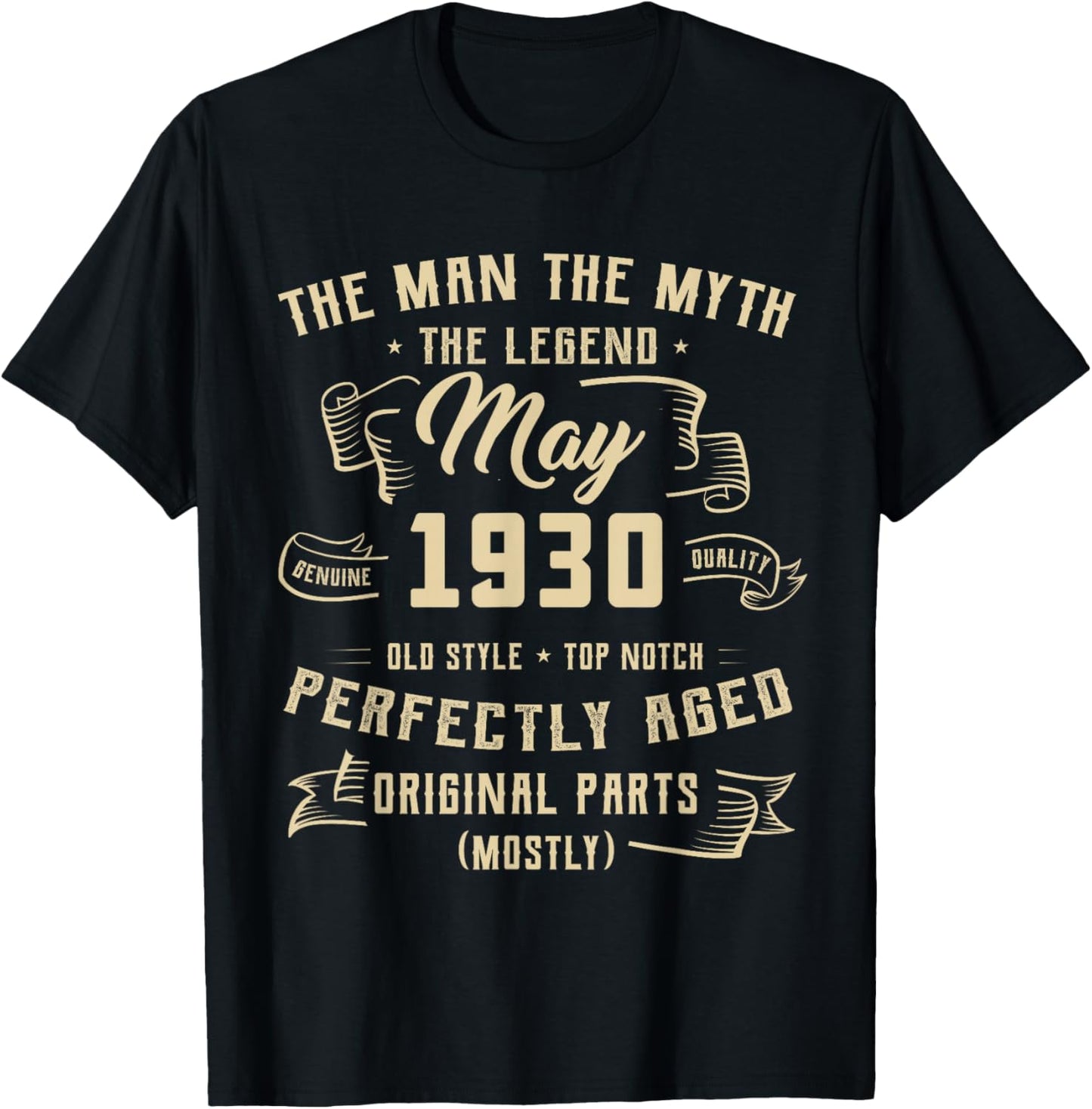 Man Myth Legend May 1930 96th Birthday 96 Yrs Old T-Shirt - T-Shirt | Black