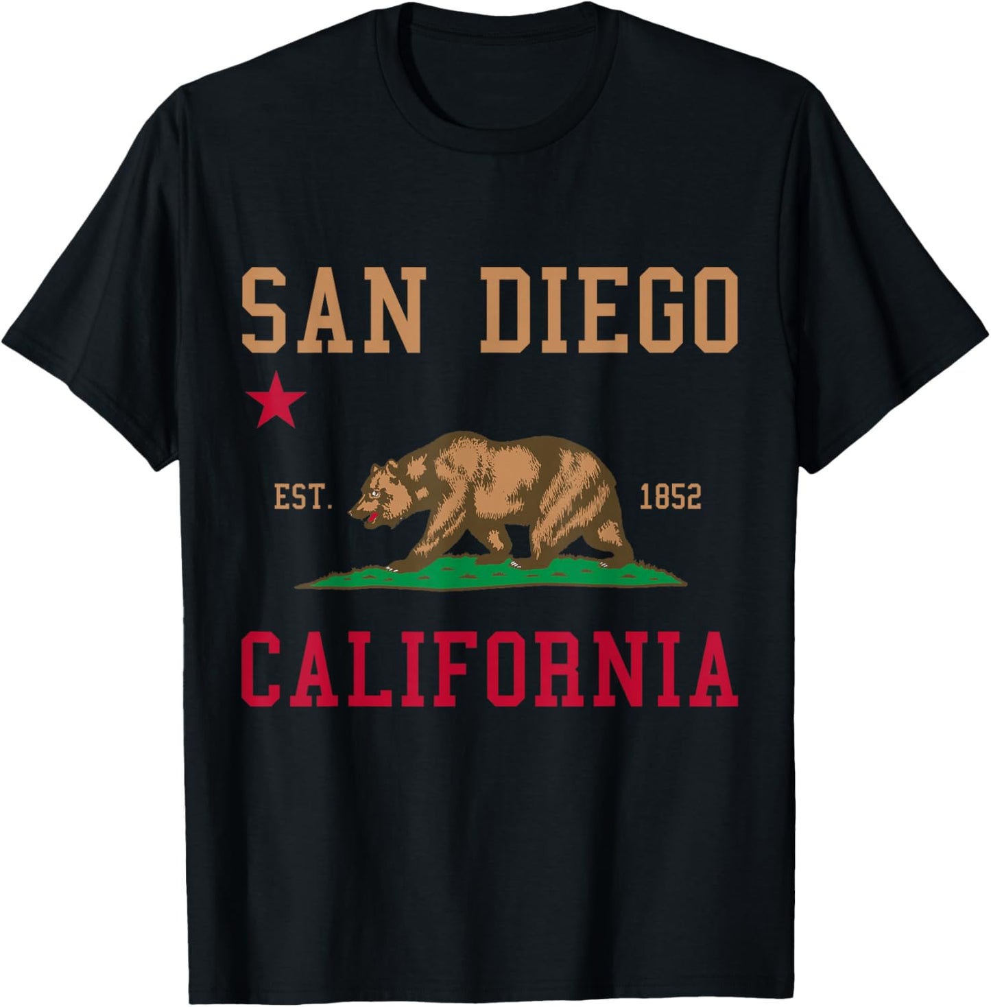 San Diego California Bear Pride Souvenir T-Shirt - T-Shirt | Black