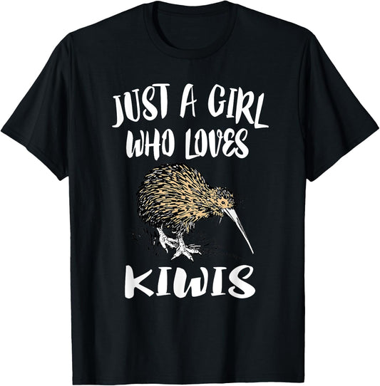 Just A Girl Who Loves Kiwis Kiwi Bird Gift T-Shirt - T-Shirt | Black