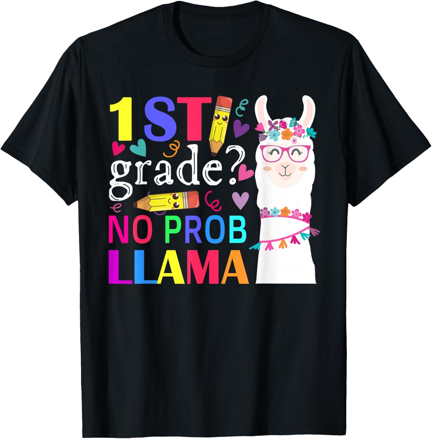 1st Grade No Prob-Llama Teacher Student First Day Of School T-Shirt - T-Shirt | Black