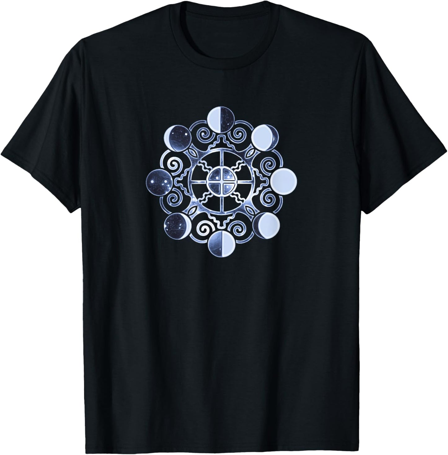 Moon phases, earth, symbol, magic, Wicca, paganism, vintage T-Shirt - T-Shirt | Black