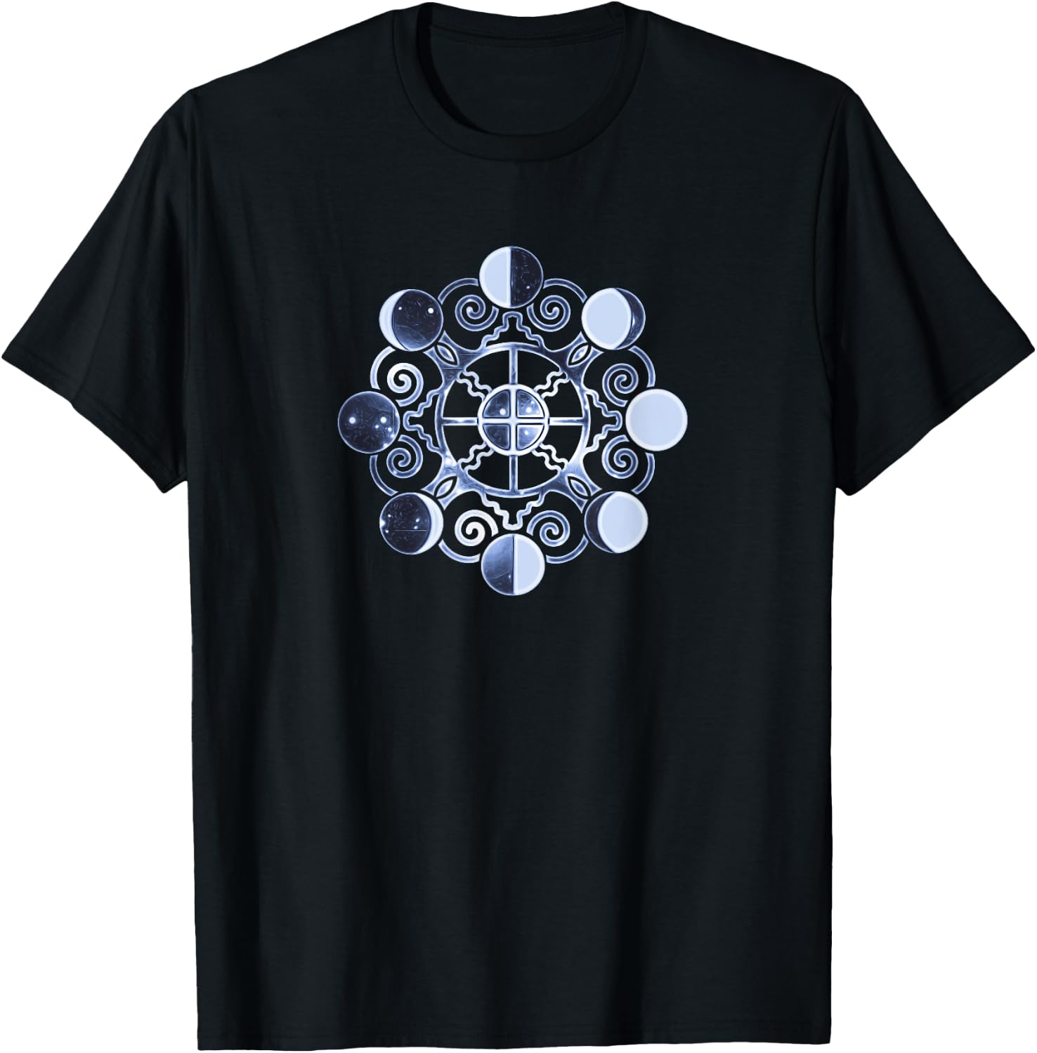 Moon phases, earth, symbol, magic, Wicca, paganism, vintage T-Shirt - T-Shirt | Black