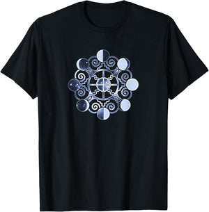 Moon phases, earth, symbol, magic, Wicca, paganism, vintage T-Shirt - T-Shirt | Black