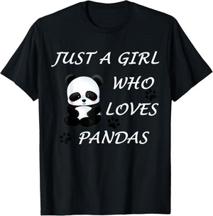 Just a girl who loves Pandas Cute Bear Panda Gift T-Shirt - T-Shirt | Black