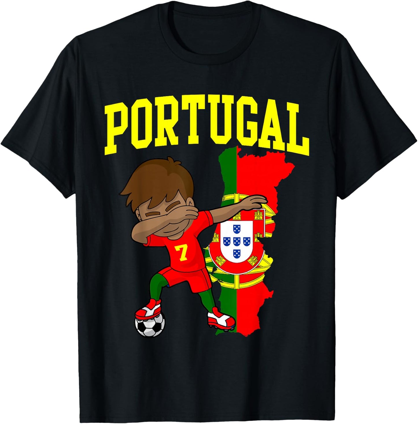 Portugal Soccer Dabbing Football Portuguese T-Shirt - T-Shirt | Black