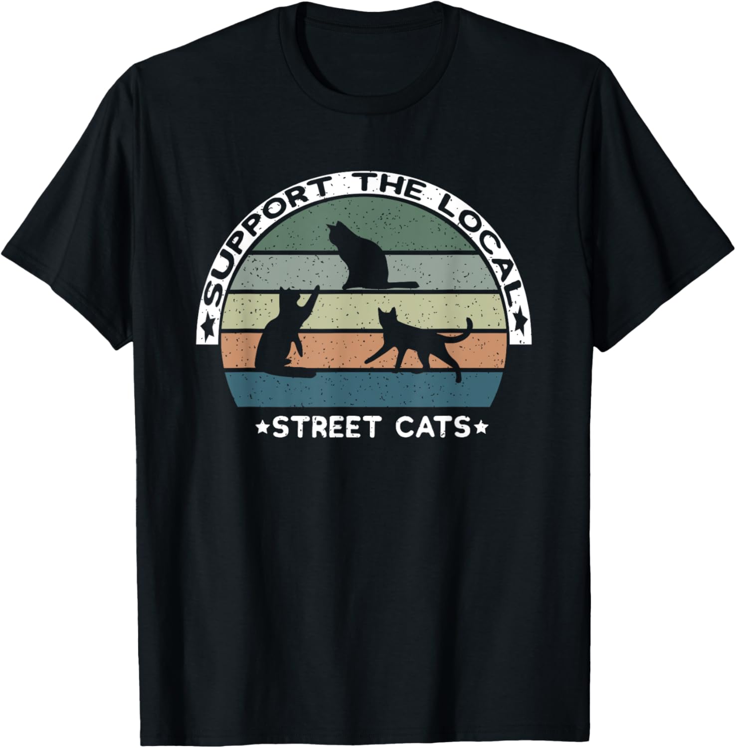 Vintage Support The Local Street Cats T-Shirt - T-Shirt | Black