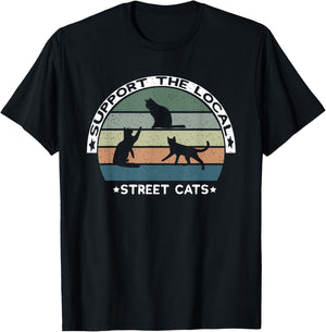 Vintage Support The Local Street Cats T-Shirt - T-Shirt | Black