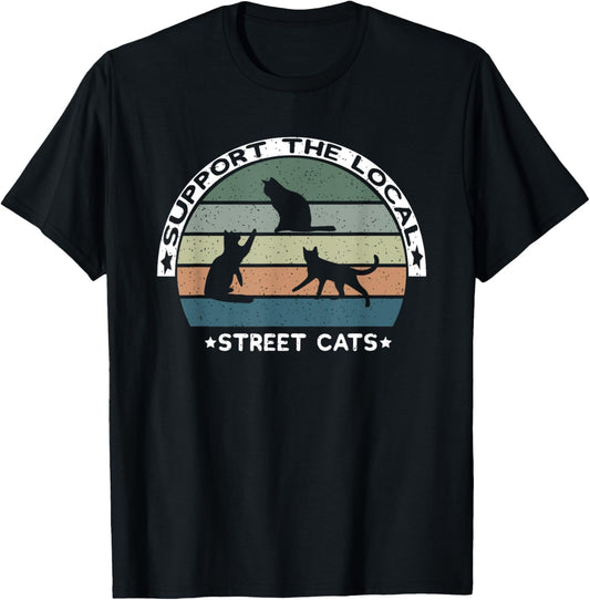 Vintage Support The Local Street Cats T-Shirt - T-Shirt | Black