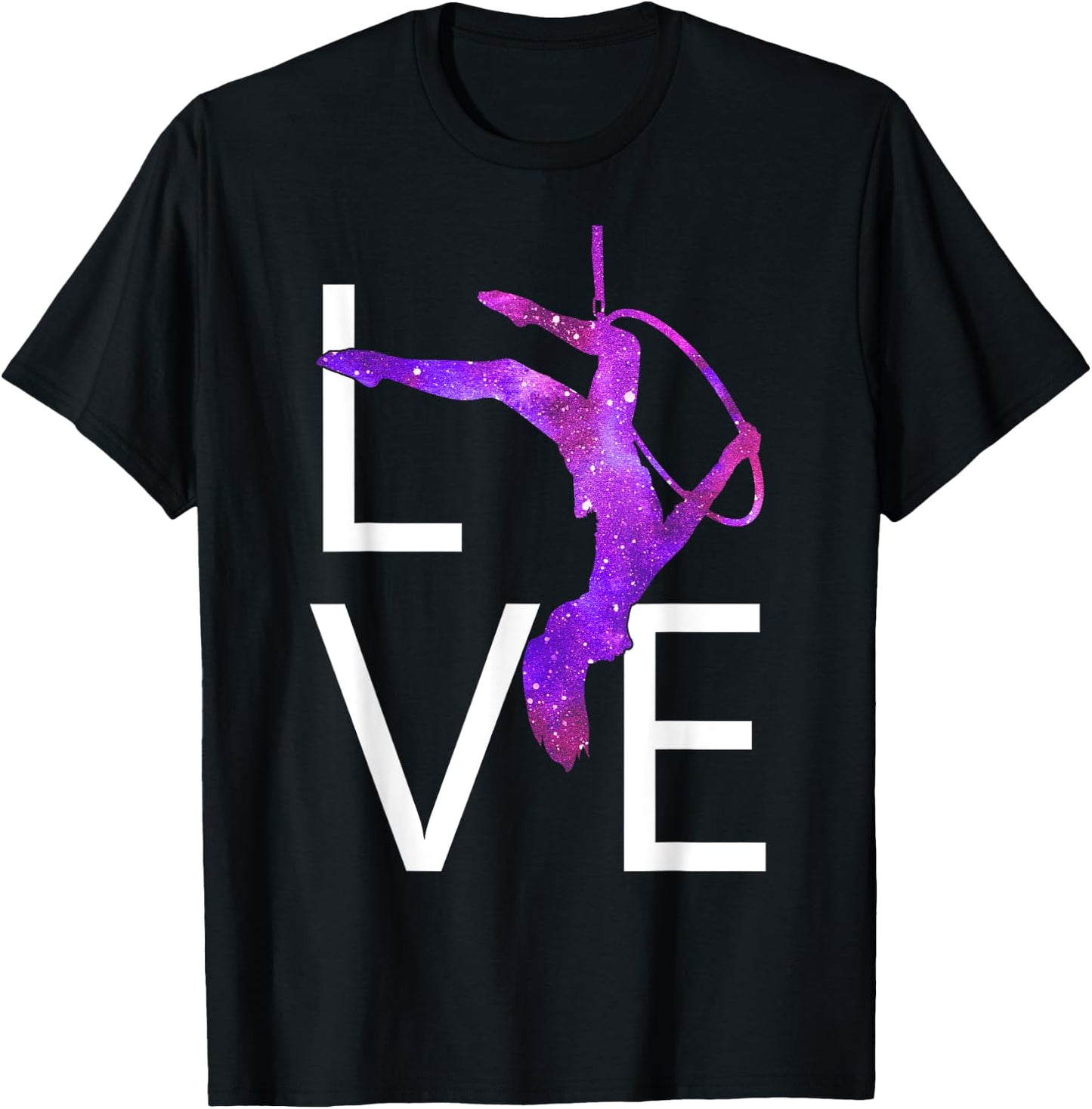 Aerial Hoop Aerial Yoga Aerialist Lyra Purple Love T-Shirt - T-Shirt | Black