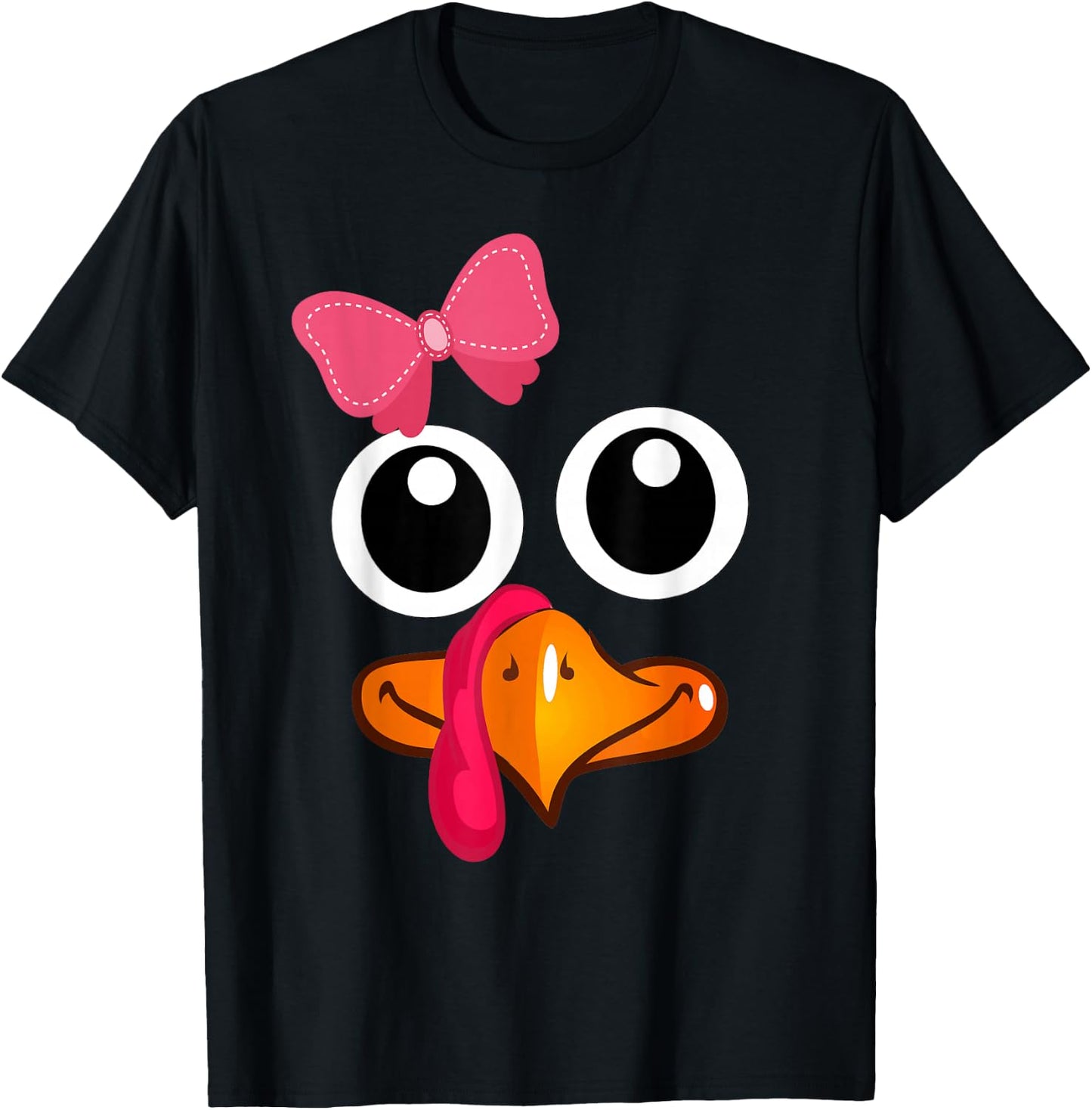 Thanksgiving Turkey Face Cute Girl T-Shirt - T-Shirt | Black