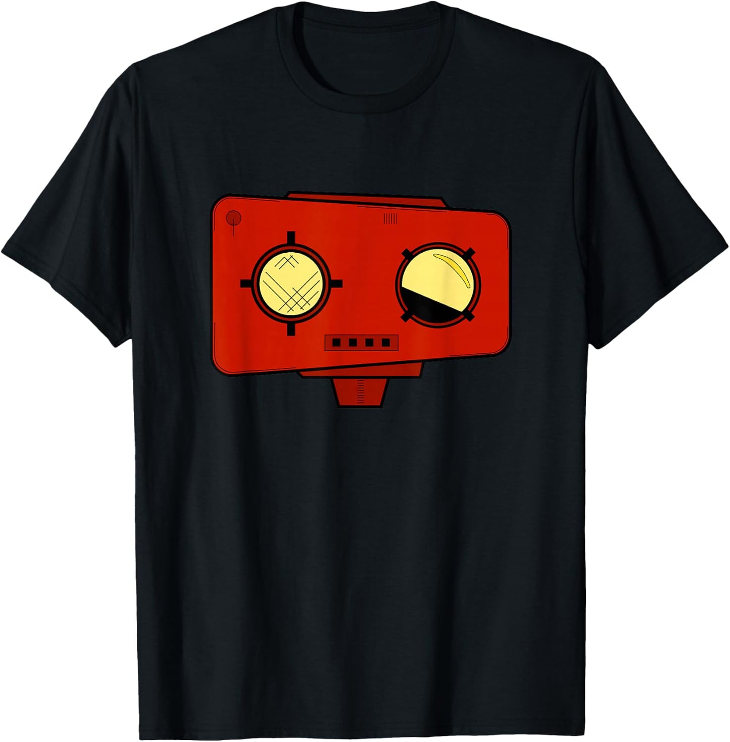 Red Robot Head - Bad Cartoon T-Shirt - T-Shirt | Black