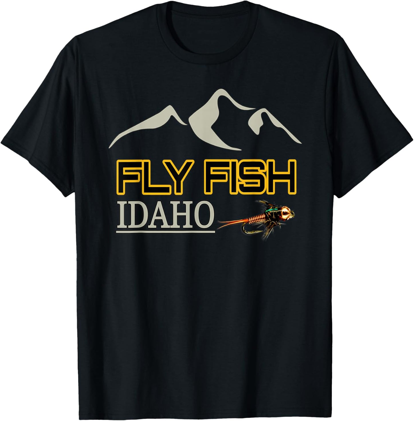 Idaho Shirt Fly Fishing Gifts Gear Souvenirs with Nymph T-Shirt - T-Shirt | Black