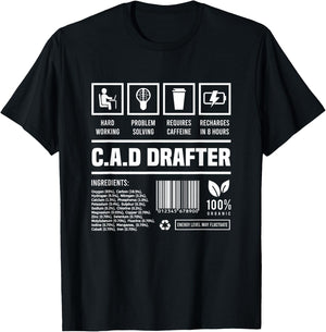 CAD Drafter Gift Funny T-Shirt - T-Shirt | Black