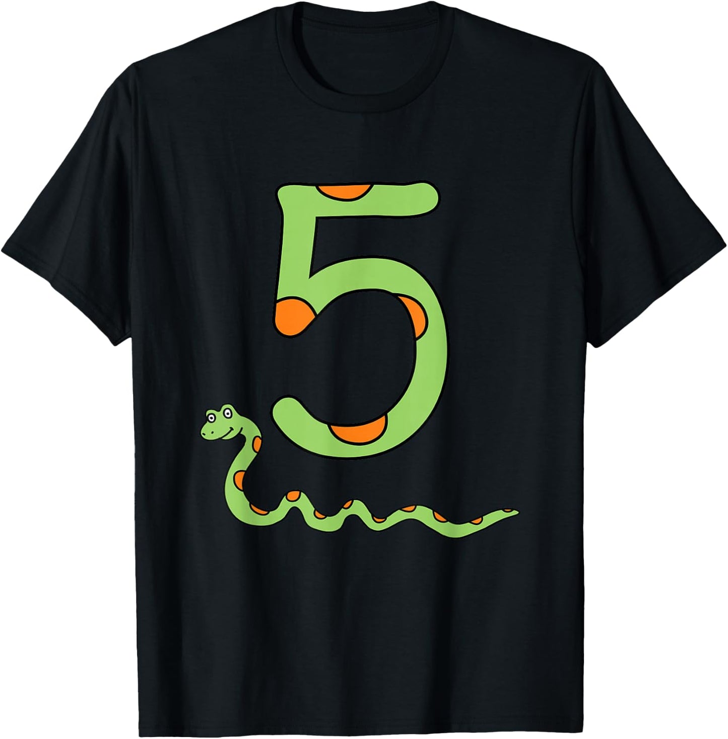 Snake Birthday Boy Kids Reptile Animal Number 5 5th Bday T-Shirt - T-Shirt | Black