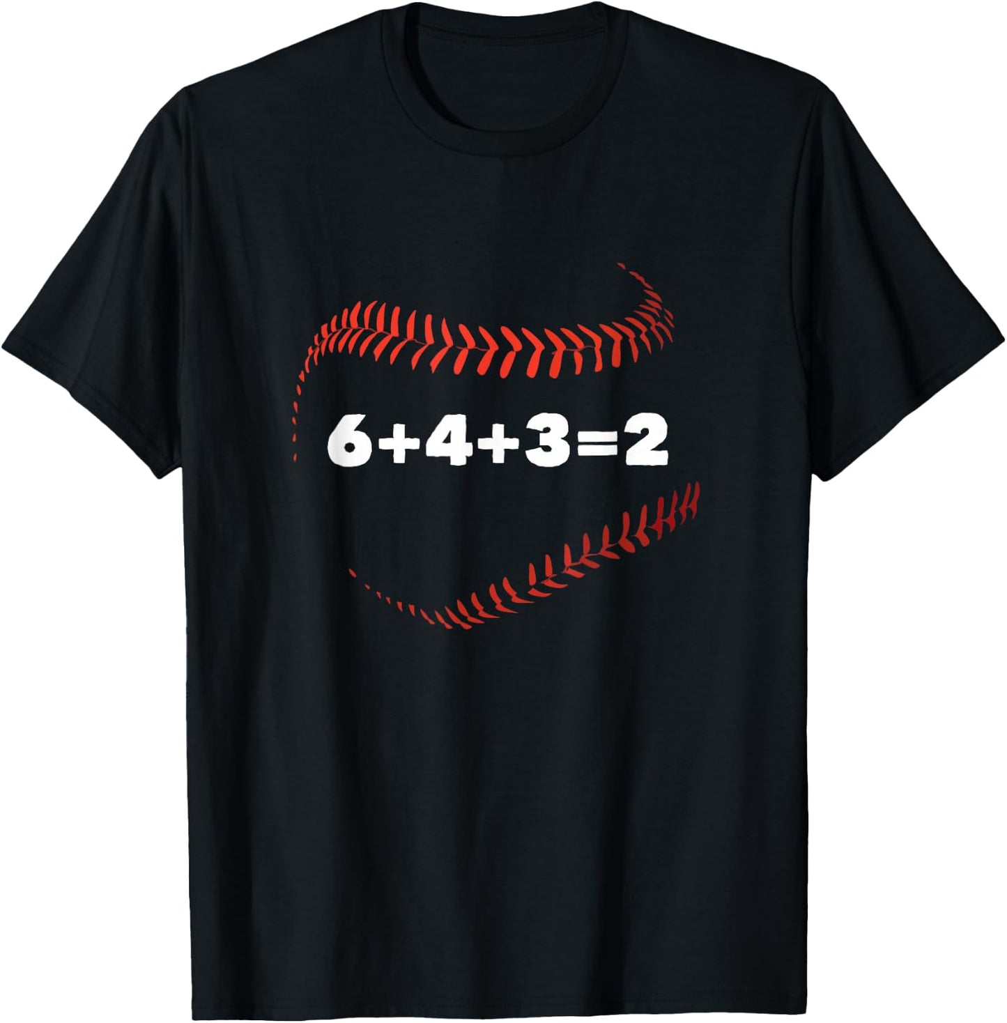 6+4+3=2 Double Play Baseball Player Funny Baseball Saying T-Shirt - T-Shirt | Black