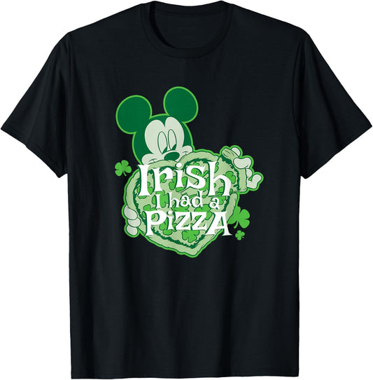 Disney Mickey Mouse Irish I Had a Pizza St. Patrick's Day T-Shirt - T-Shirt | Black
