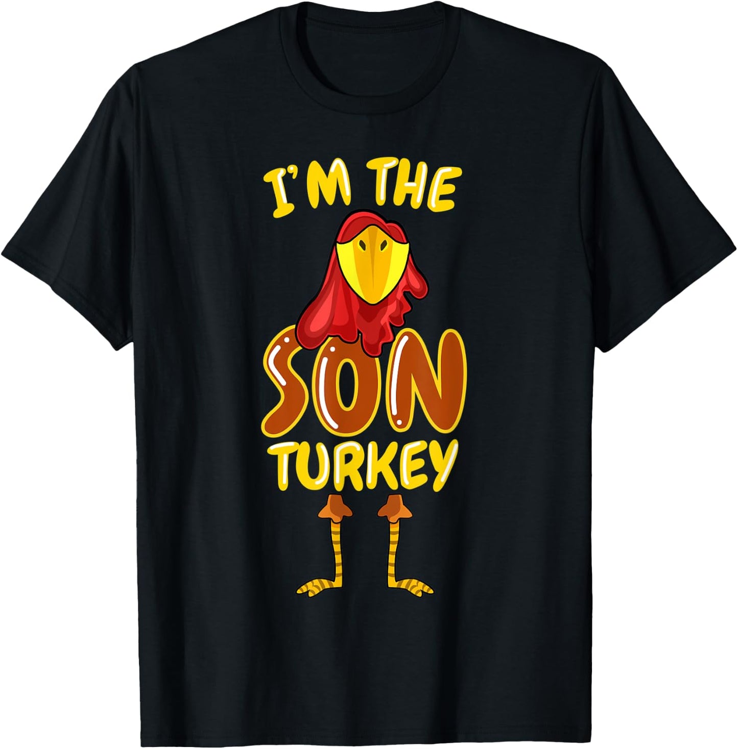 Son Turkey Matching Family PJs Outfit Funny Thanksgiving T-Shirt - T-Shirt | Black