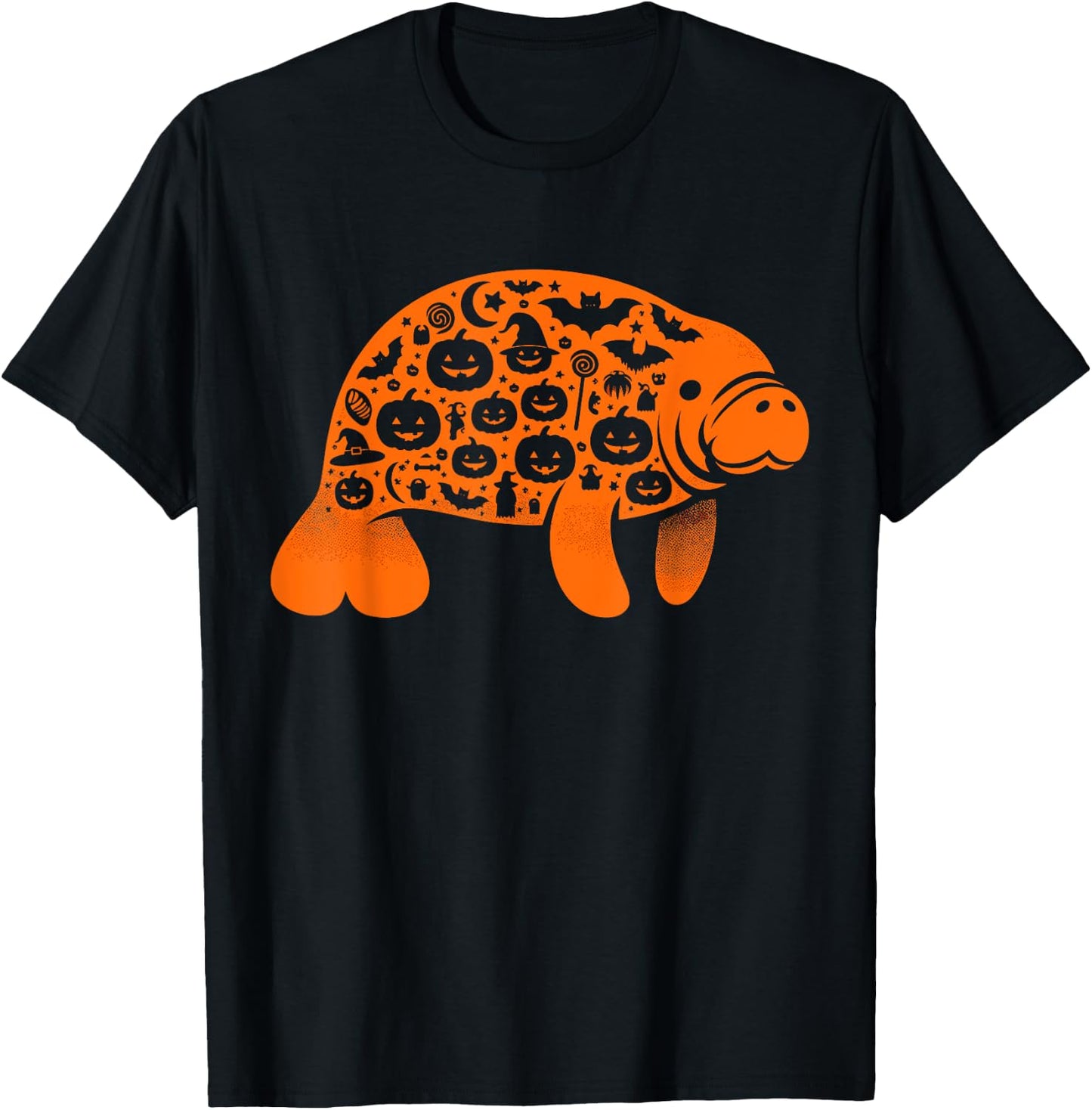 Funny Pumpkin Manatee Candy Halloween Kids T-Shirt - T-Shirt | Black