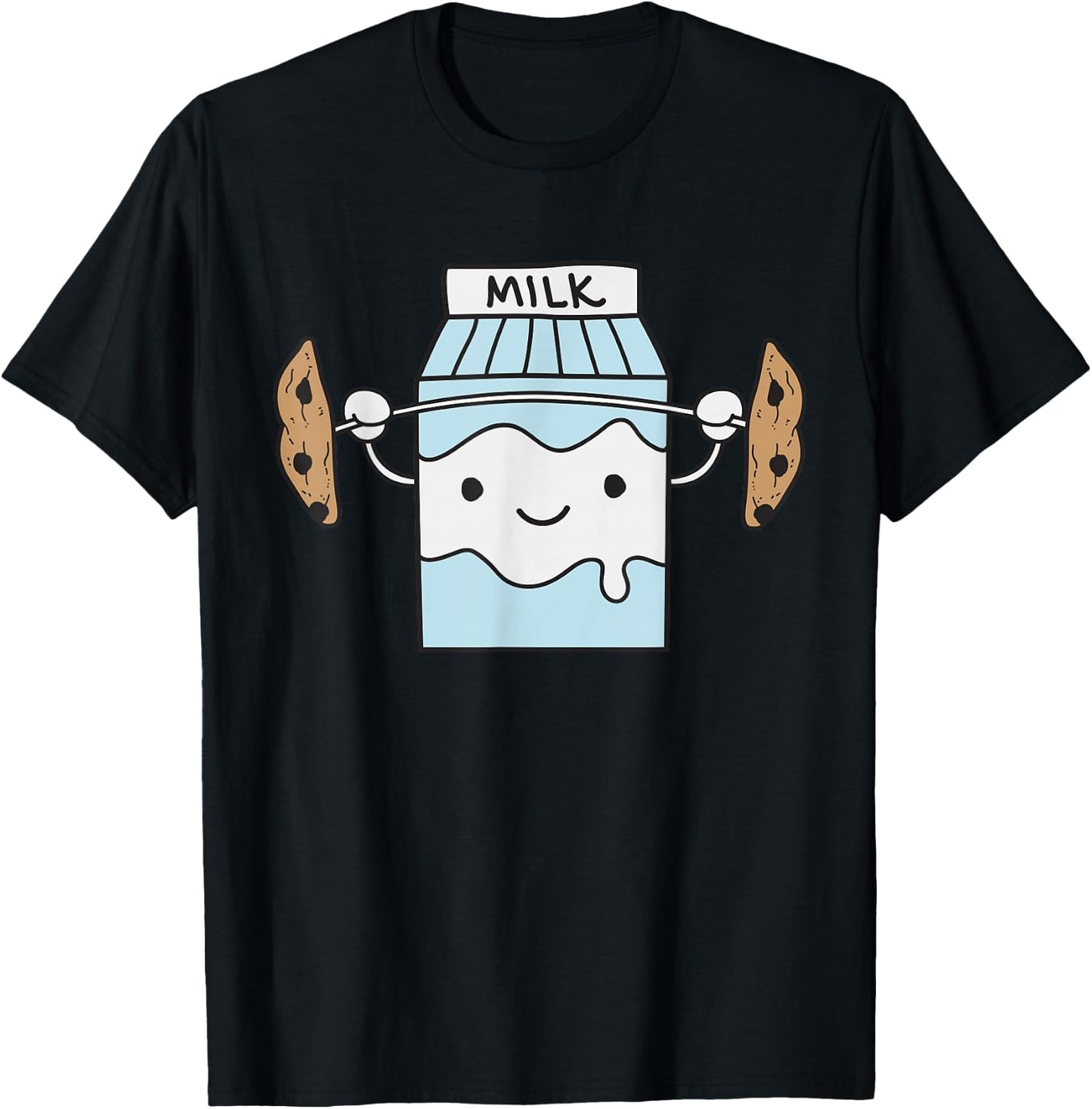 Milk Lifting Cookie Funny Coaster Barbell T-Shirt - T-Shirt | Black