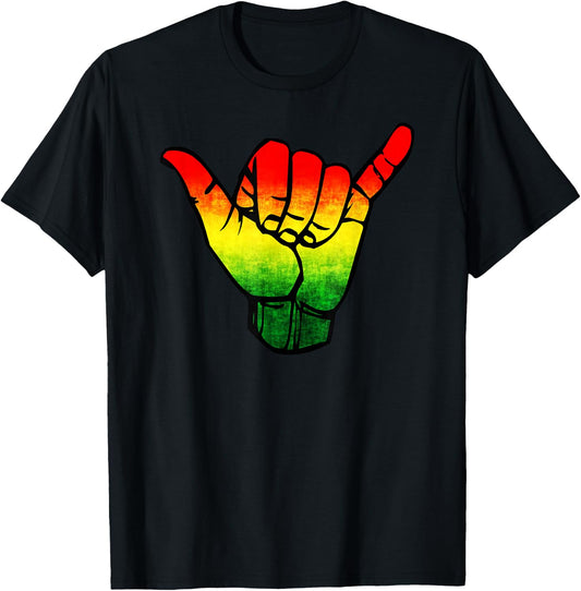 Jamaica Flag Rasta Hawaii Shaka Sign Shirt Art-Retro Shaka T-Shirt - T-Shirt | Black