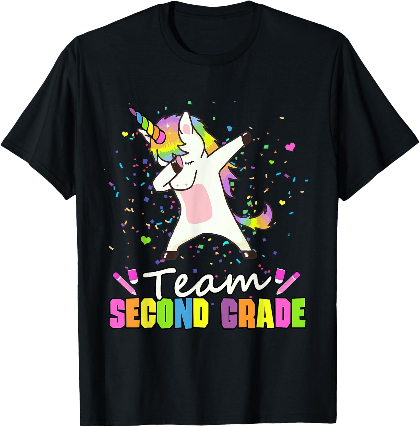 Team Second Grade Unicorn Team 2nd Grade T-Shirt - T-Shirt | Black