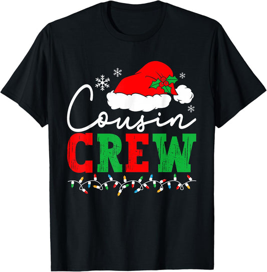 Cousin Crew Christmas Xmas Lights Family Matching Pajamas T-Shirt - T-Shirt | Black