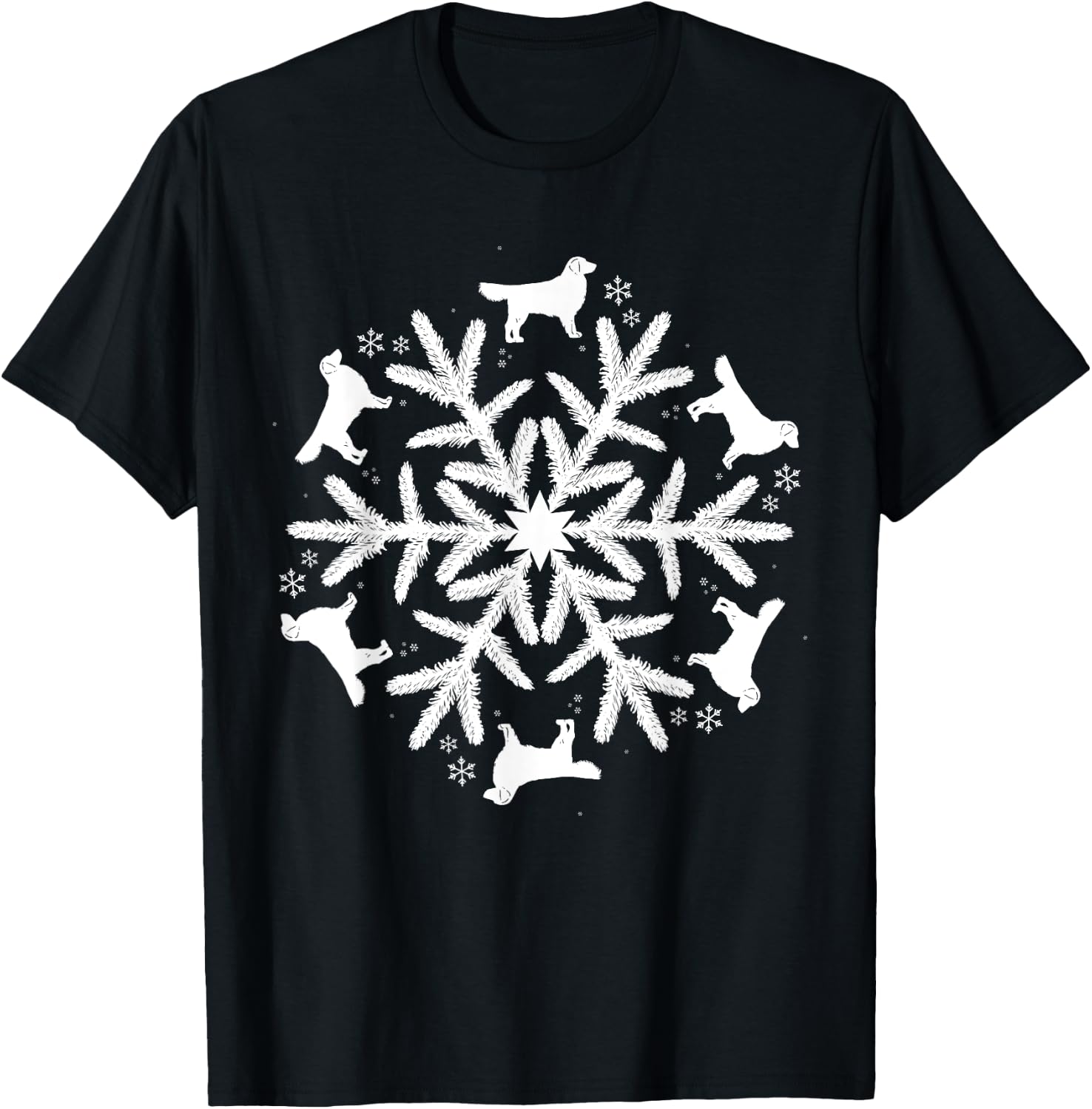 Snowflake Christmas Golden Retriever T-Shirt - T-Shirt | Black