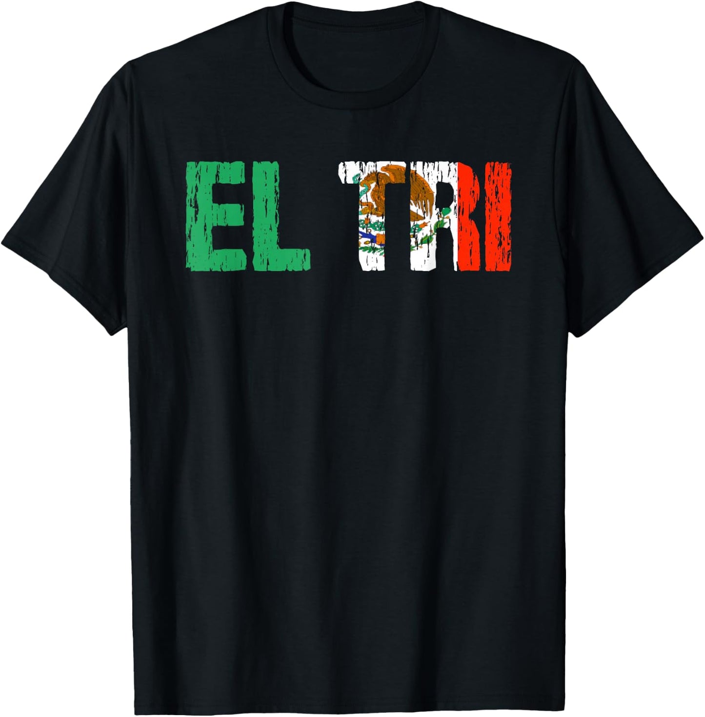 El Tri Mexico Soccer Fan Futbol Distressed Flag Gift T-Shirt - T-Shirt | Black