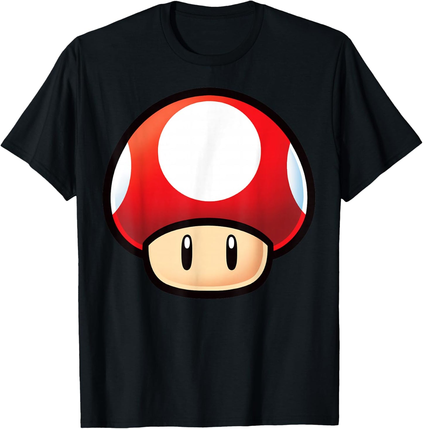 Super Mario Red Mushroom Big Face T-Shirt - T-Shirt | Black