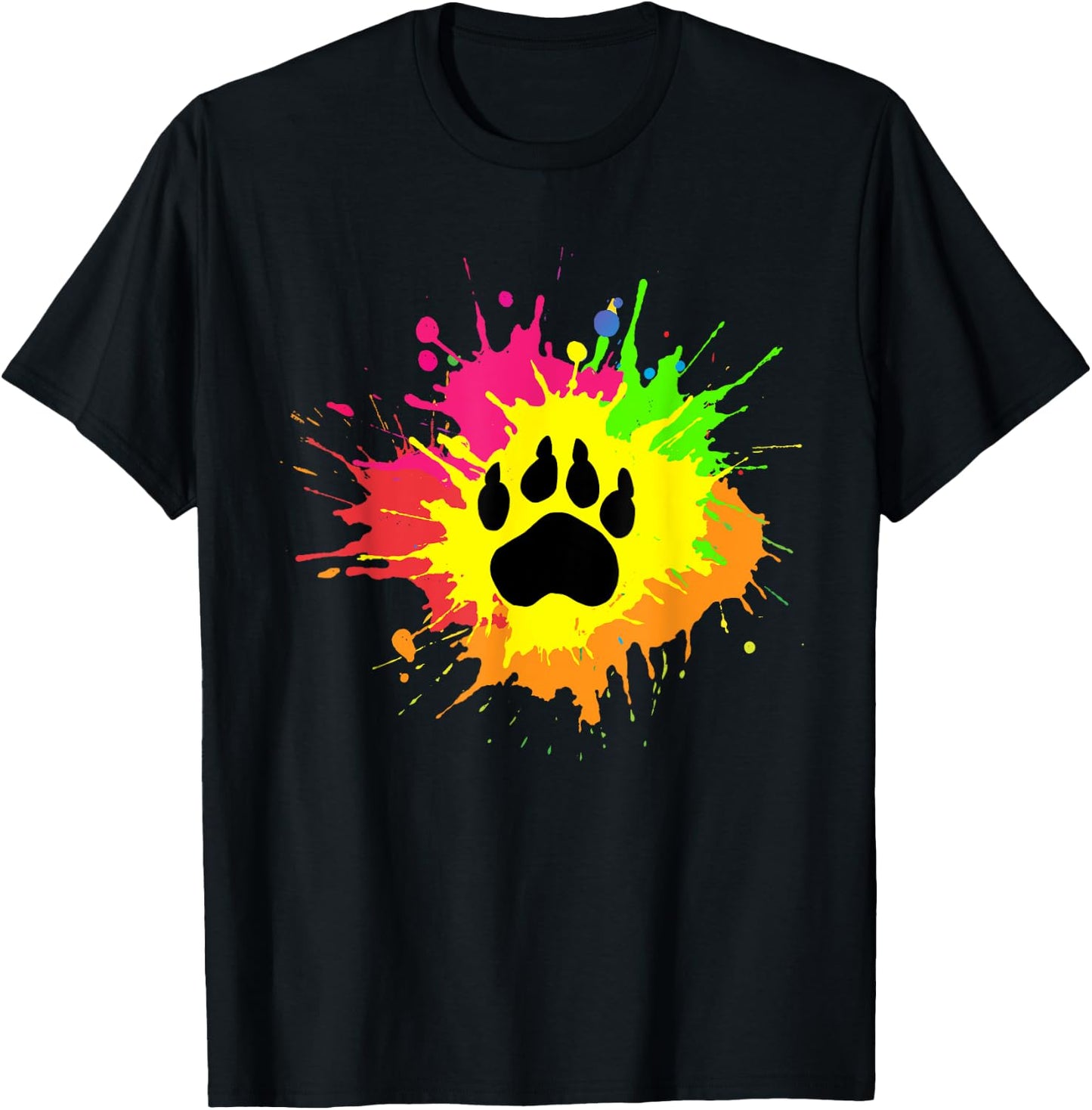 Furry Shirt Rainbow Bear Fursona Wolf Paw Print Gifts T-Shirt - T-Shirt | Black